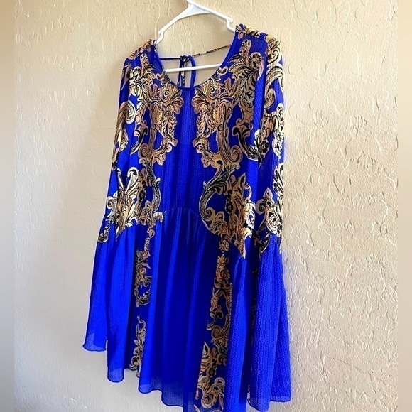COPY - FREE People Blue symphony lightweight flowy mini dress/top w bell sleeves - Picture 14 of 16
